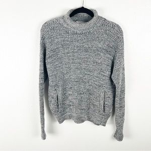 VICTORIA’S SECRET 100% Cotton Gray Marled Kangaroo Pocket Turtleneck Sweater XS